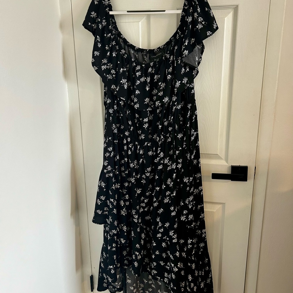 Lane Bryant Black Floral High Low Dress